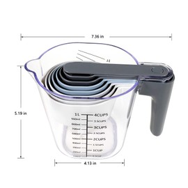 Recogwood Measuring Cups and Spoons set 10 Pieces, Stackable Measuring Cup with Lid, Kitchen Cooking Baking Measuring Spoons Set for Liquid and Dry, BPA Free, Dishwasher Safe