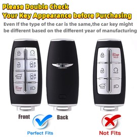 RFSRZ Key fob Cover Compatible with Hyundai Genesis GV80 GV90 G70 G80 G90 GV70 Car Accessories Smart Bracelet Key Holder for Women Men (8 Buttons White)