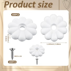 CroBlissful 100 Pack Rosette Washers with Screws, Mobile Home/RV Ceiling Rosette Buttons, Diameter 1-1/8 Inch Decorative Washers (White)