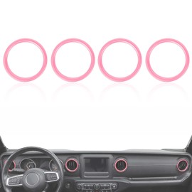 4 PCS Air Conditioning Outlet Trim Cover Aluminum Alloy AC Vent Decoration Ring Center Console Dashboard Interior Accessories Compatible with Wrangler JL 2018-2023 Gladiator JT 2020-2023 (Pink)