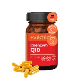 Viktilabs© - Coenzym Q10 Kapseln hochdosiert - 200 mg Coenzym Q10 pro Kapsel | Vegan - Gewonnen durch Pflanzliche Fermentation | Starkes Antioxidans | 60 Kapseln für 2 Monate (1x Glas)