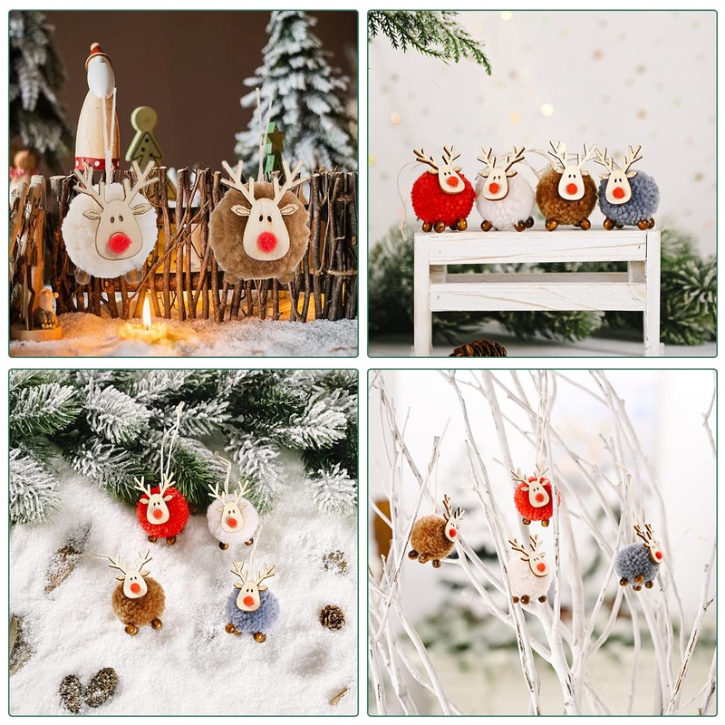 Christmas Tree Ornaments Set of 4 Cute Reindeer Christmas Ornaments