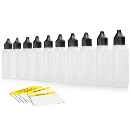 Oputec 10 x 50 ml Liquid Bottles with Dropper: Food-Grade Soft PE Plastic Bottles Fill Yourself, Plastic Bottles, Dropper Bottles + 10 Labelling Labels