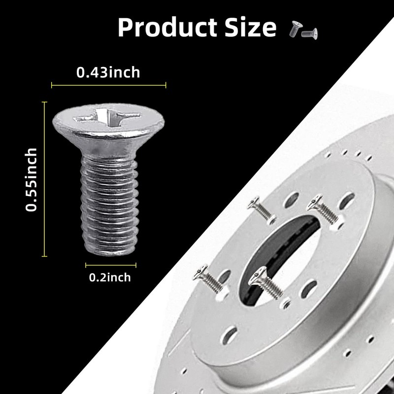 Kewucn 4 PCS Stainless Steel Brake Disc Rotor Screws for