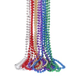 SWANUCKY 12 Pack Mardi Gras Beads Necklaces, 33 Inch Plastic Beads for Party Favors, Festival Decorations, Parade Throws, Christmas, St. Patrick's Day Celebrations (6 Colors)