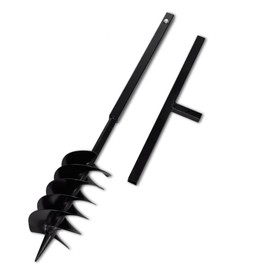 SKM Ground Drill Handle Auger Bit 5.91" Black Three Spirals Steel, (Weight 9.26KG)