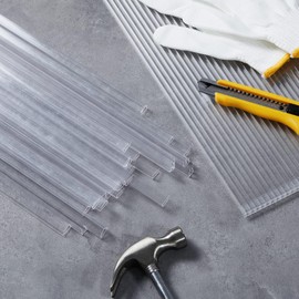 Innconee 50 Pcs Polycarbonate Greenhouse Panels U Connector Profile U Polycarbonate Profile U Channel U End Cap for Twin Wall Greenhouse Panels Prevent Dust, Rain, Fit 6mm or 4mm Panels, 2ft Length