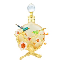 Yetaha Decorative Perfume Bottles, Vintage Refillable Empty Glass Bottle Plum Blossom Birds Crystal Perfume Bottle Essential Oil Bottle for Home Decor Travel Woman Gift, Orange