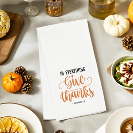 Thanksgiving Towels Gifts for Women Men, Christian Give Thanks Towels for Kitchen Bathroom Decor (16x24 inches)