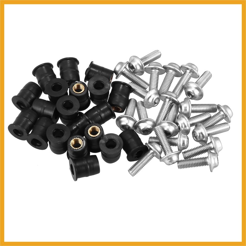 Partuto 20pcs M5 5mm Motorcycle Windscreen Screw Fairing Bolt Silver