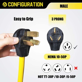 LAVANDINO 3 Prong 220 to 110 Adapter Plug for Stove Gas Range, Oven Converter NEMA 10-50P to 3X 5-15R/5-20R Outlet