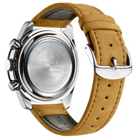 LN LENQIN Mens Watches Chronograph Watches for Men Analog Quartz Watch Waterproof Luminous Men's Wrist Watches Fashion Business Designer Watch Leather Band Gift for Men