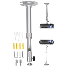 Projector Mount Universal Upgrade Ball Head Projector Wall Mount 360° Rotatable Length 12-18in/31-45cm Projector Hanger Holder Projectors Bracket Mount for Mini Projectors CCTV DVR Cameras Silver