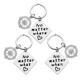 Best Friends Keychain Set of 3 Long Distance Relationships Gift Friendship Gifts Distance Gifts Graduation Gifts for Best Friends Sister Brother No Matter Where No Matter What No Matter When Keychains