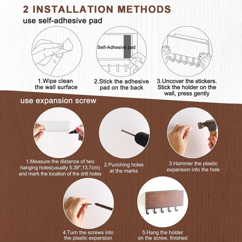 Key Holder Wall Mount, Key Holder for Wall with 5