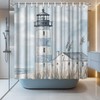 LeAquaNook Nautical Lighthouse Shower Curtain for Bathroom Blue Ocean Painting