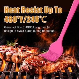 KitsKap Silicone Basting Brush 2 Pcs Pastry Brush for Oil, BBQ, Grill, Sauce Baking Cooking, Dishwasher Safe (Pink)