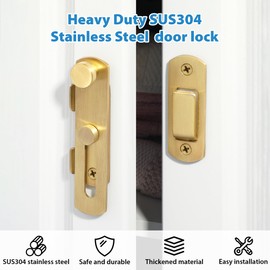 Alise 4 inch Flip Latch Gate Latches, Safety Door Lock for Barn Wood Fence Sliding French Doors,Heavy Duty SUS304 Stainless Steel Gate Hardware Gold Finish,MS9500-G