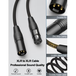 XLR Cable 3.3FT – Short Balanced Microphone Cable with Hi-OFC Copper Core, Dual Shielding (Foil + Copper Braid), MIL-Spec Jacket – Pro Audio Male to Female Cord for Desktop, Studio Rack, Podcast Mic