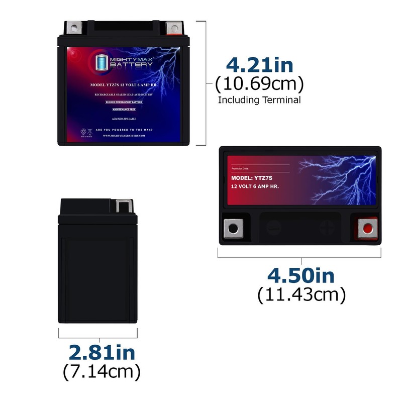Mighty Max Battery YTZ7S 12V 6AH Battery for Yuasa AGM