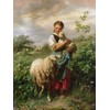 ART.COM Stretched Canvas Print The Shepherdess, 1866 by Johann Baptist