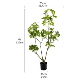 VIGGDA Artificial Schefflera Plant, 4ft Tall Indoor Plant, Natural Branch Design