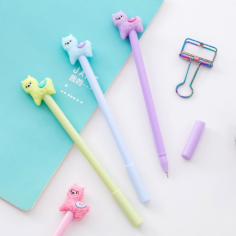 12 Lamb Neutral Pens, Cute Cartoon Animals, Student Stationery, Black