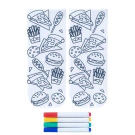 Living Royal Coloring Socks - Unisex 100% Polyester Novelty Designs - Great for Kids - Funny Socks - Gifts for Kids, One Size Fits Most (Junk Food)