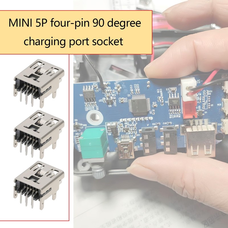 YINETTECH 5pcs Microphone Charging Port Mini USB 5 Pin 4
