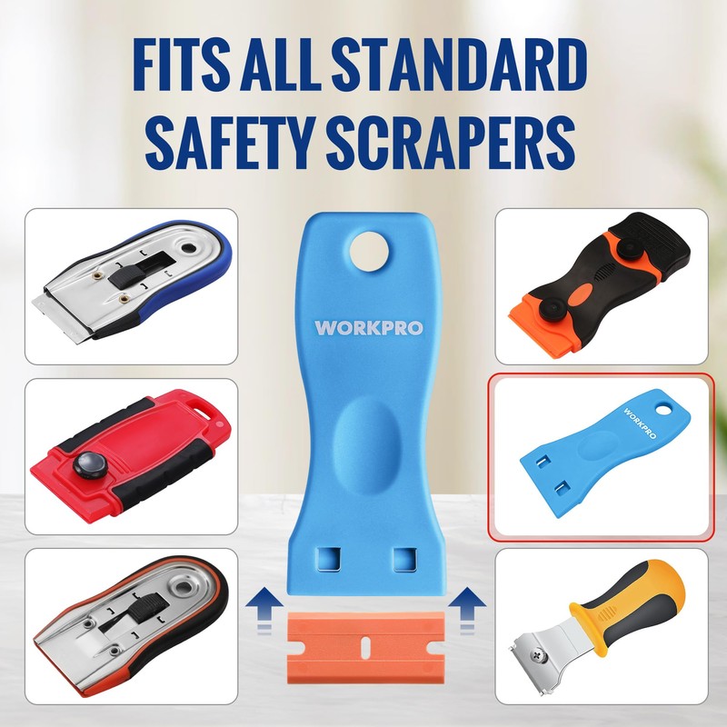 WORKPRO 200 Pack Plastic Razor Blades, Double Edged Scraper Blades,