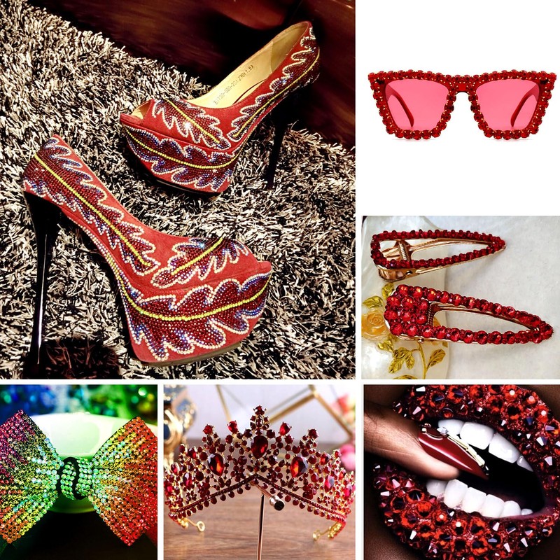 MEIBITE Flatback Rhinestones Bulk, 14400PCS Siam Rhinestones for Clothes DIY