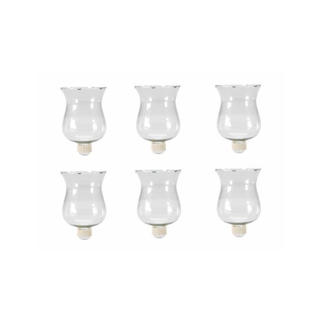 6 Large Clear Glass Votive Candle Holder Cups With Rubber Covered Peg Bottoms