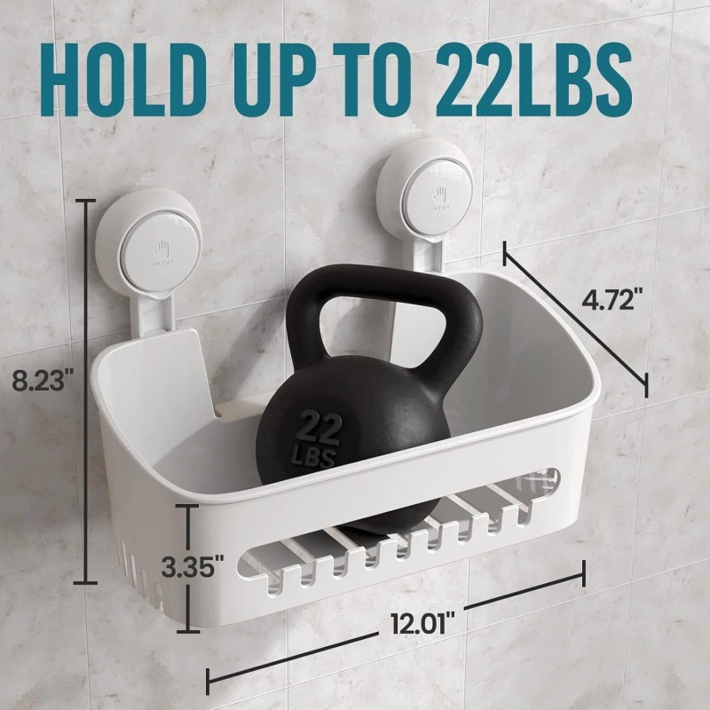 TAILI Suction Cup Shower Caddy Shelf Durable Storage Rack For