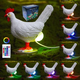 Chicken Egg lamp, 16 Colors Change Chicken lamp with Remote Control, Resin Chicken Egg Night Light with USB, Home Decor Color Box Birthday Gift for Friends (D)