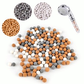 3 Pack-50 Grams Mineral Shower Filter Replacement, Purifying Water Beads, Nature Stone Beads for Shower Head Filter (3, Mixcolor)