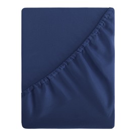 Aisbo Super King Fitted Sheet Navy Blue - Extra Deep Pocket Bed Sheet 16 inch 40 cm - Microfiber Bottom Sheet, 183x200cm