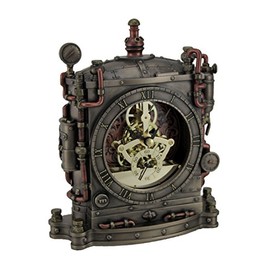 Resin Mantel Clocks The Grand Machine Steampunk Style Bronze Finished Mantel Clock 6.5 X 7.75 X 2.25 Inches Bronze