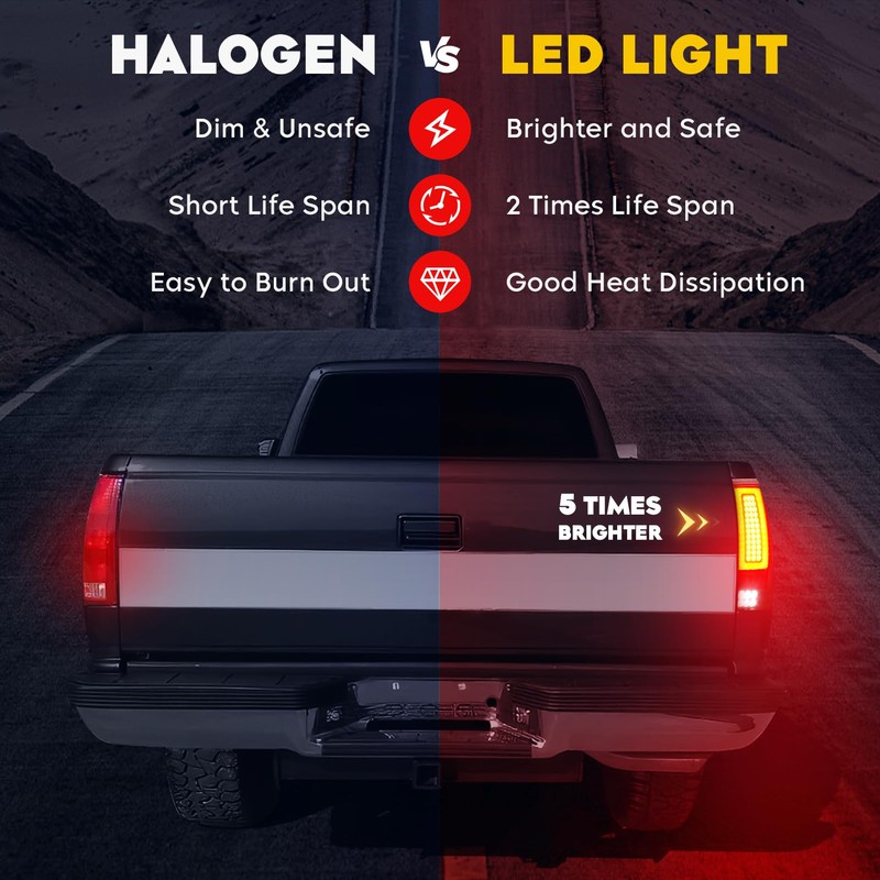 LED Tail Lights Assembly + 3rd Third Brake Cargo Lamp