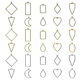 30 Pack Resin Molds, Hollow Frame Pendants, Bezel Earrings, Epoxy Jewelry Making Molds for Earrings, Necklaces, Craft Supplies (30)