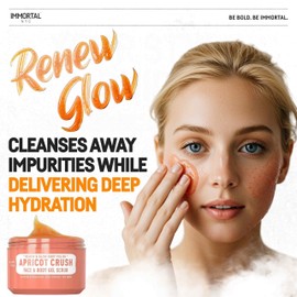 Immortal NYC Apricot Crush Face & Body Scrub Mask Gel- Moisturizing and Exfoliating Body, Face, Hand, Foot Scrub - Fights Acne, Fine Lines & Wrinkles, Great Gifts For Women & Men - 10 oz