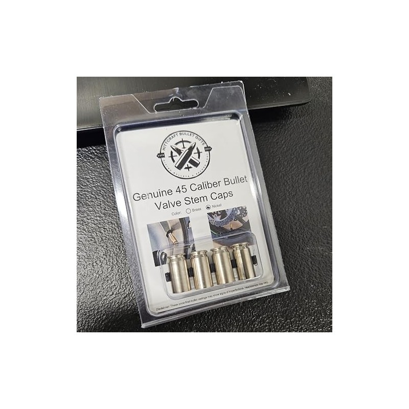 Real .45 Caliber Nickel Casing Valve Stem Tire Caps, Once-Fired