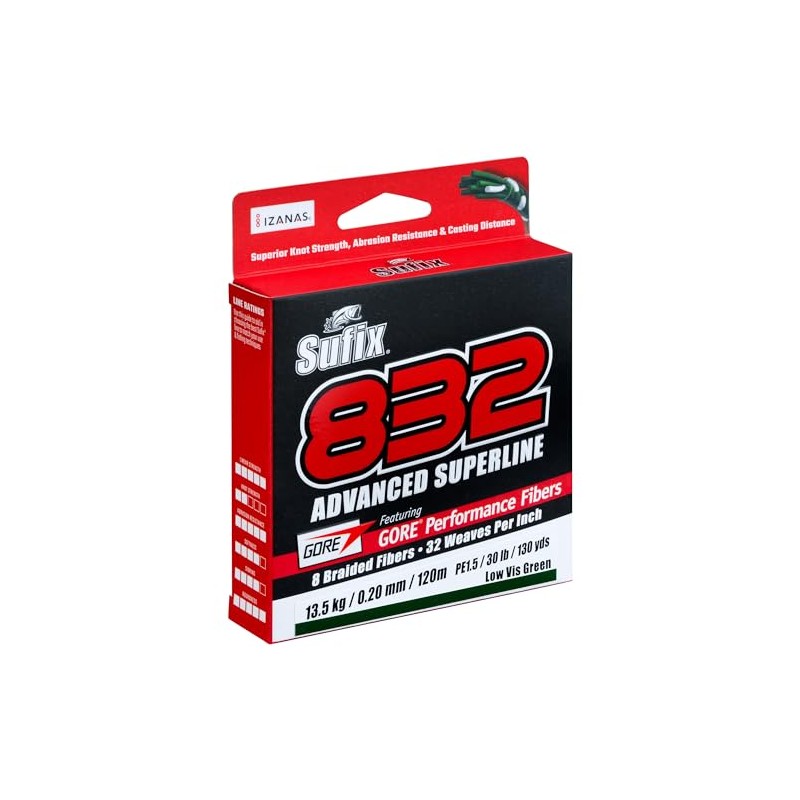 SUFIX 832 BRAID L.VIS GREEN 120M 15