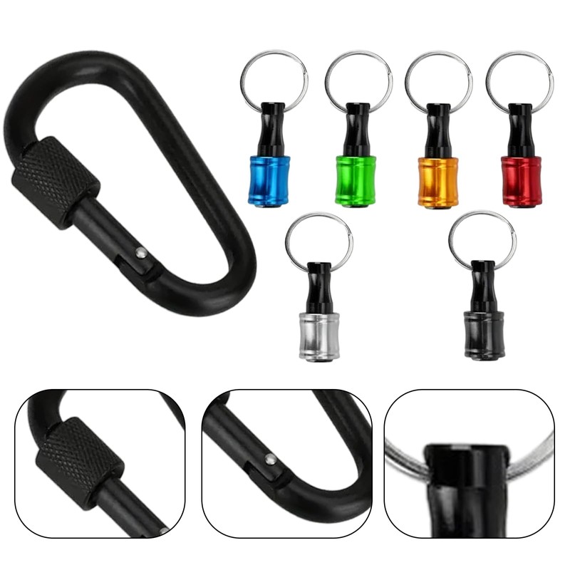 6 Pcs Drill Bit Holder Keychain Set 1/4" Hex Quick