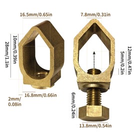2PCS Pure Copper 5/8-Inch Direct Burial Copper Ground Rod Clamps Grounding Clamp,5/8"