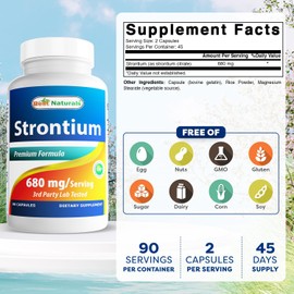 Best Naturals Strontium Bone Building Formula 680mg/serving 90 Capsules