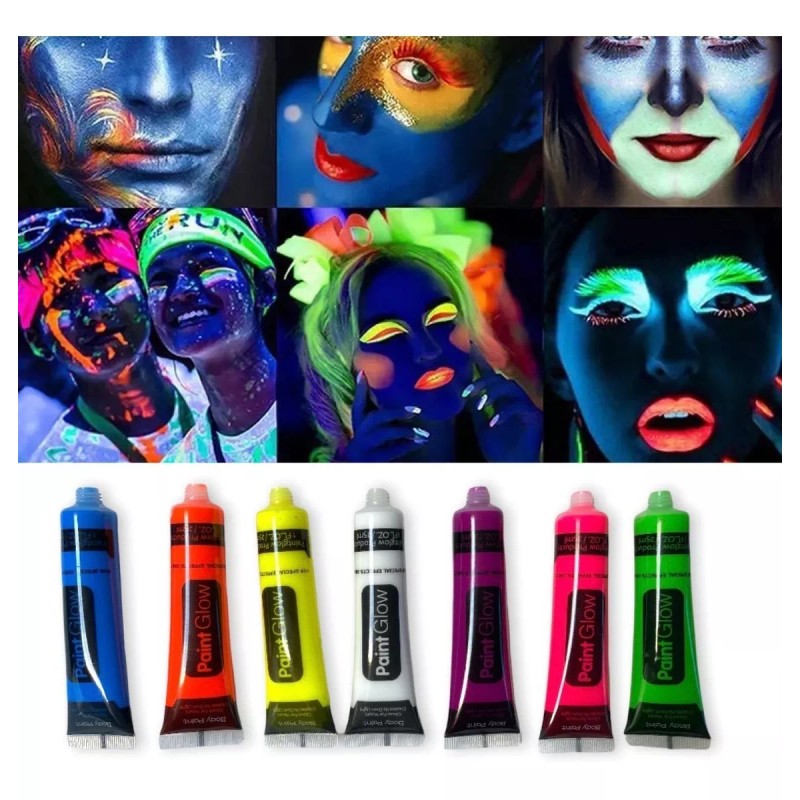 PaintGlow 12 Pintura Neon Luminosa Luz Uv Negra Body Paint