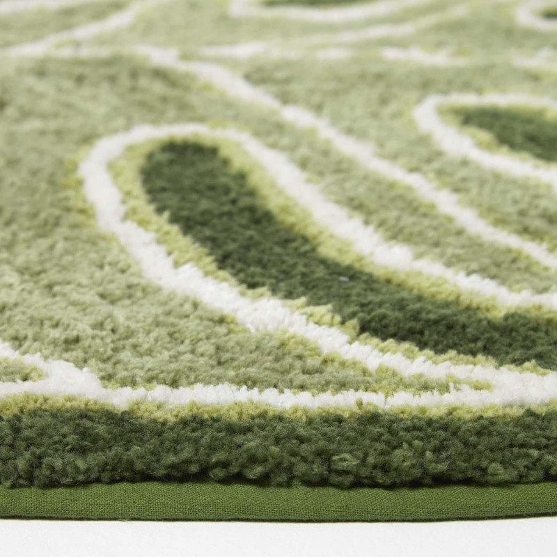 HOMESCAPES Green Leaf 100% Cotton Bath Mat Super Absorbent and