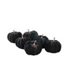 Small Decorative Velvet Pumpkins, Set of 6 (Black)
