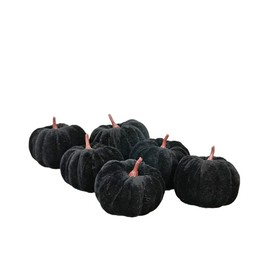 Small Decorative Velvet Pumpkins, Set of 6 (Black)