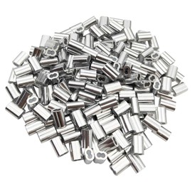 Sipery 200Pcs Aluminum Crimping Loop Sleeves Double Holes Cable Crimp Sleeves for 1.5mm 1/16 Inch Diameter Wire Rope and Cables